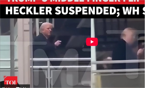 WATCH : U.S. President Donald Trump was filmed responding to a heckler during a visit to a Ford F-150 plant in Detroit, Michigan, raising his middle finger and appearing to mouth an expletive ‘f**k you!’ Video shows Trump pointing toward the factory floor after shouting, then making the gesture from an elevated walkway.